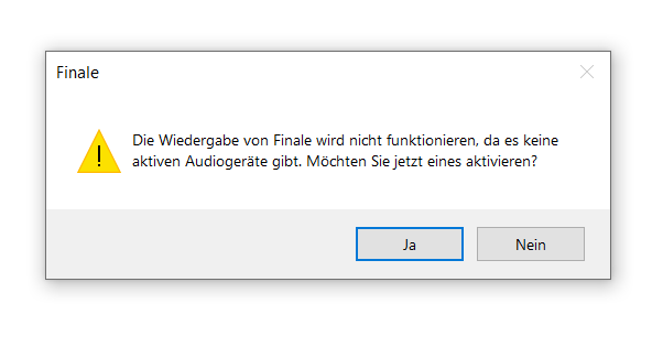Dialogbox Keine aktiven Audio-Geräte